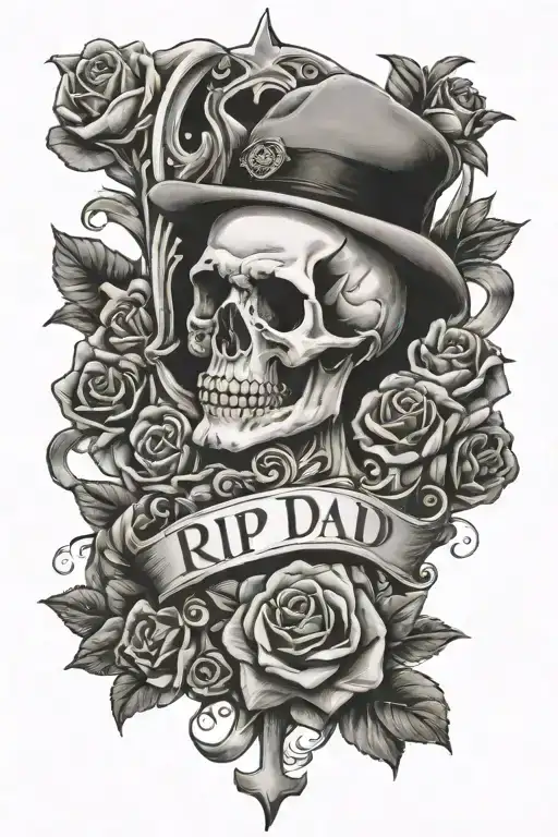 rip dad memorial tattoo design idea