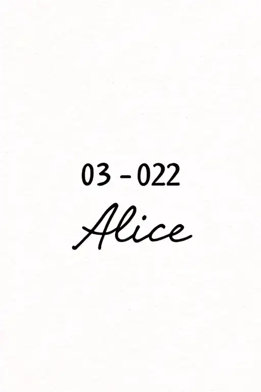 Date of birth of a child Alice 03 09 22 tattoo design idea