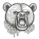 angry bear chain head tattoo design idea