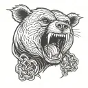 angry bear chain head tattoo design idea