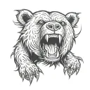 angry bear chain head tattoo design idea