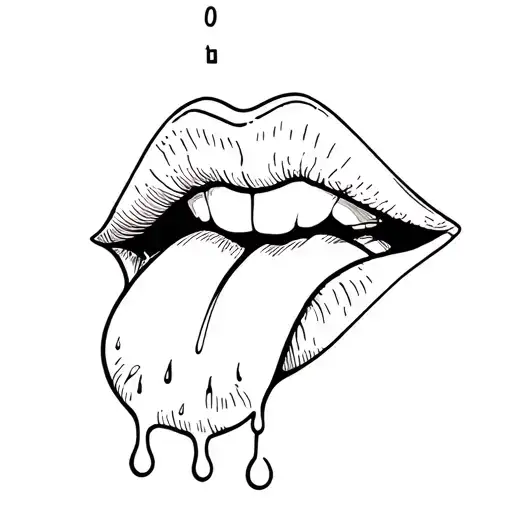 lips, tongue, dripping milk tattoo design idea