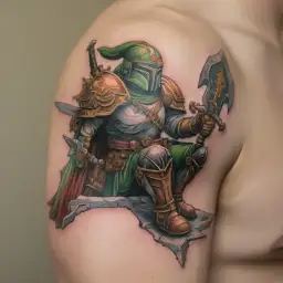 Link as space marine with master sword. warhammer 40k logo  tattoo design idea