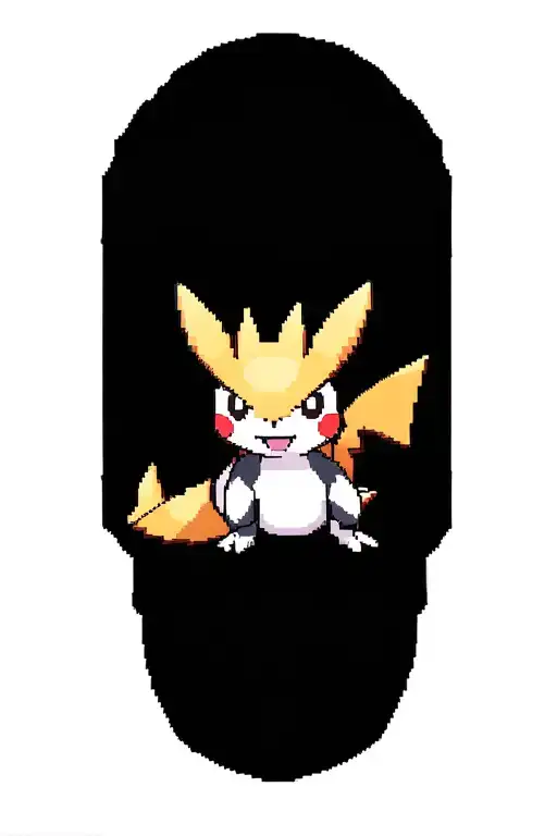 Pokemon Silver 8bit themed tattoo with typhlosion tattoo design idea