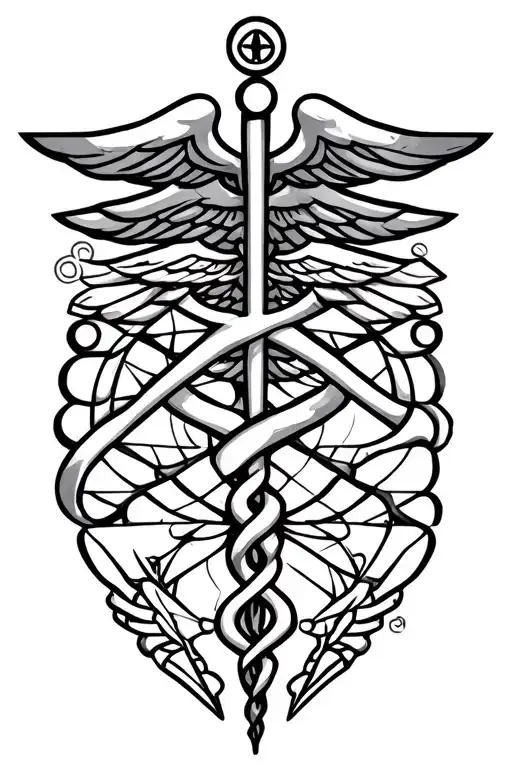 caduceus of medicine wheel tattoo design idea