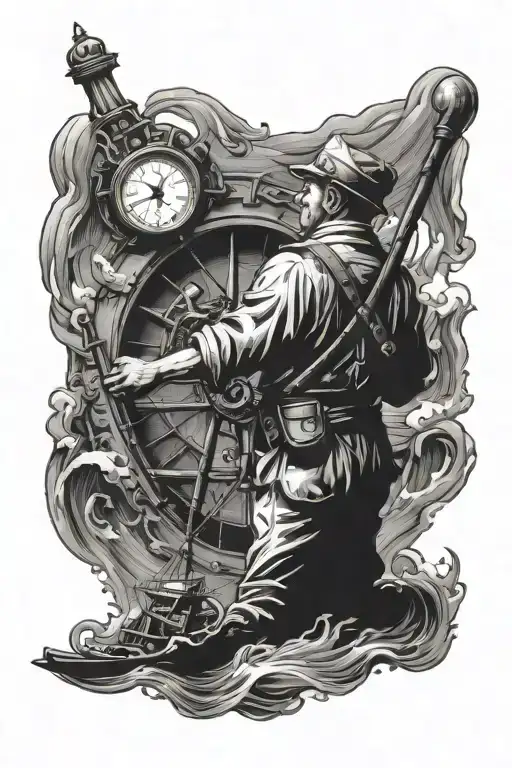 seafarer navigating tattoo design idea