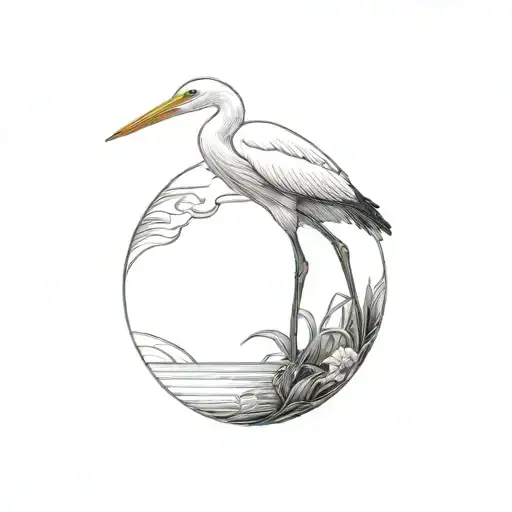 Coverup egret tattoo design idea