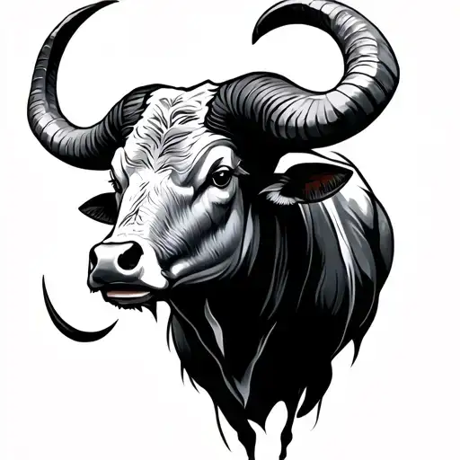 Bull with ram horns tattoo design idea
