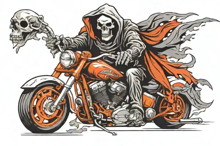 Reaper riding a Harley tattoo design idea