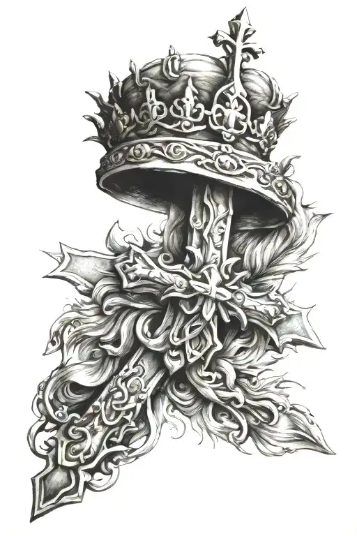 cross of Jesus Christ with king's crown tattoo design idea