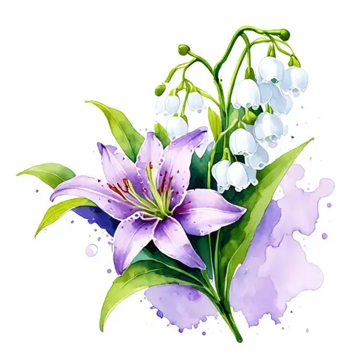 a purple violet & lilly of the valley tattoo design tattoo design idea