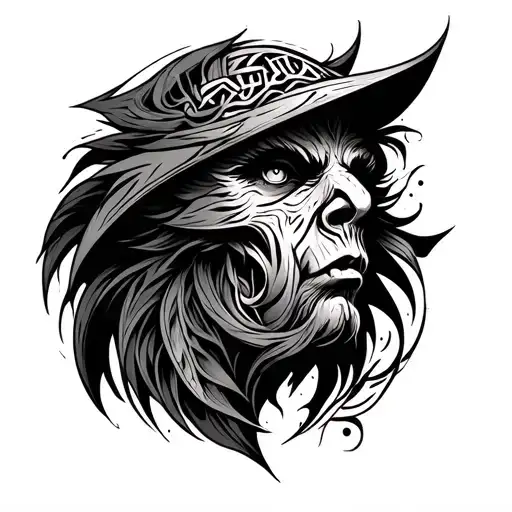 Create a highly detailed tattoo design as a cover-up.The old tribal on the bicep is fully transformed into a dark, eleg tattoo design idea