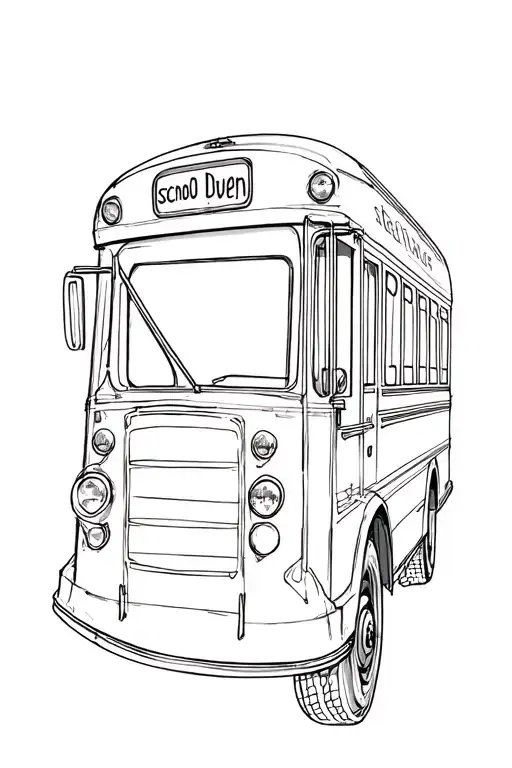 Retro school bus side view tattoo design idea