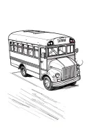Retro school bus side view tattoo design idea