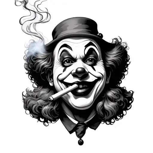 clown smoking a joint tattoo design idea