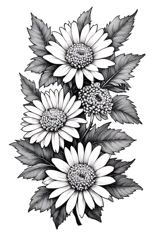 hawthorn and aster fineline tattoo design idea