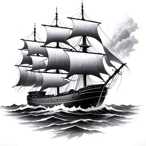 Ship In Storm tattoo design idea