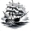 Ship In Storm tattoo design idea
