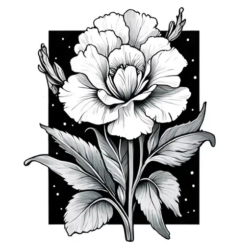 carnation and a Iris flower intertwined Ben and Eli names tattoo design idea