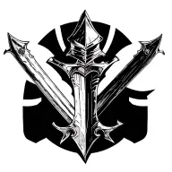 Straight, wide knight’s sword, worn but sharp. Simple, sturdy guard, warrior presence. tattoo design idea
