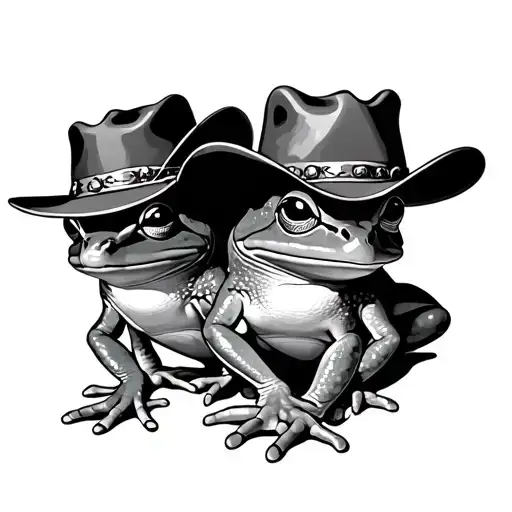 3 frogs with cowboy hats tattoo design idea