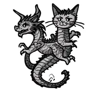 floating cat dragon tattoo design idea