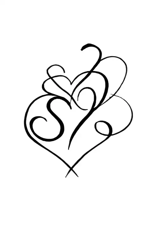 "3D2Y" heart tattoo design idea