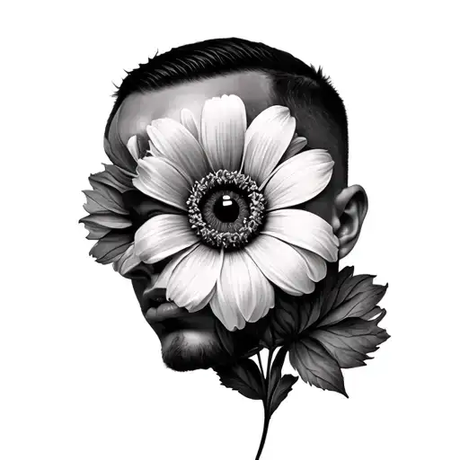 a face tatoo of a ballon flower on a man under the eye and for the ballon flower do it in black tattoo design idea