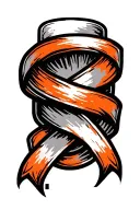orange cancer ribbon wrapped tightly around geographic design tattoo design idea