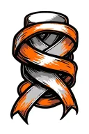 orange cancer ribbon wrapped tightly around geographic design tattoo design idea