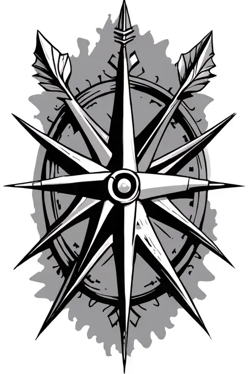 Compass three arrows crossed tattoo design idea