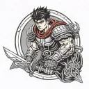 berserk mark with sword going tattoo design idea