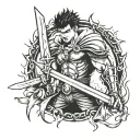 berserk mark with sword going tattoo design idea