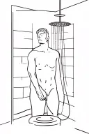 very minimalistic simple image of a man taking a shower tattoo design idea
