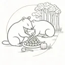 Kiwi bird and a wombat having a picnic. tattoo design idea