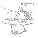 Kiwi bird and a wombat having a picnic. tattoo design idea