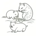 Kiwi bird and a wombat having a picnic. tattoo design idea