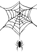 spider hanging from a web on a string design small tattoo design idea