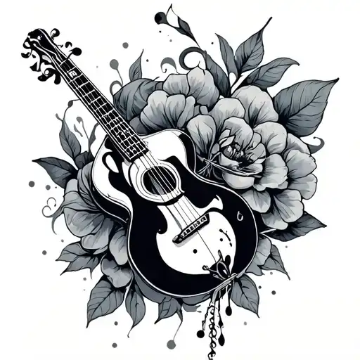theme musical haut du bras tattoo design idea