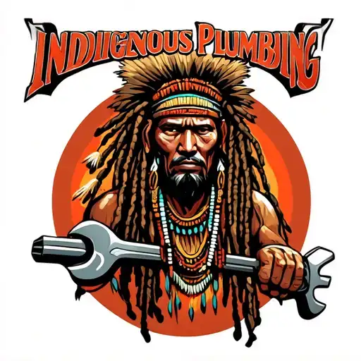 "Indigenous Plumbing " "Indigenous Plumbing " "Indigenous Plumbing " gangsta dread locks Native American holding wrench tattoo design idea