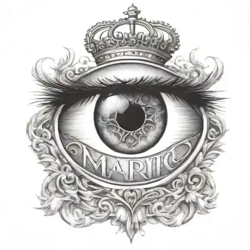 eye with real madrid logo as the pupil  tattoo design idea