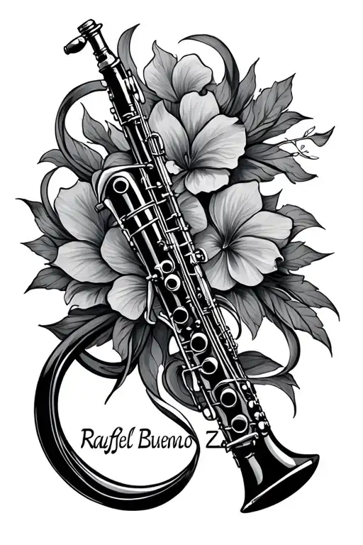 "Rafael Bueno Zamora" clarinet intertwined tattoo design idea