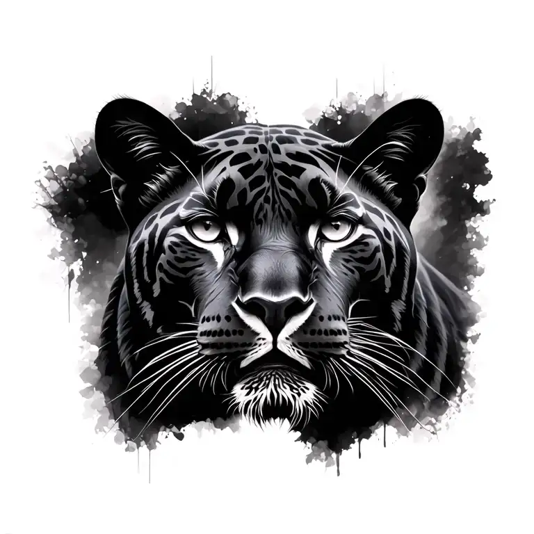 realistic panther head facing forward tattoo design idea
