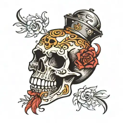 laughing skull adorned tattoo design idea