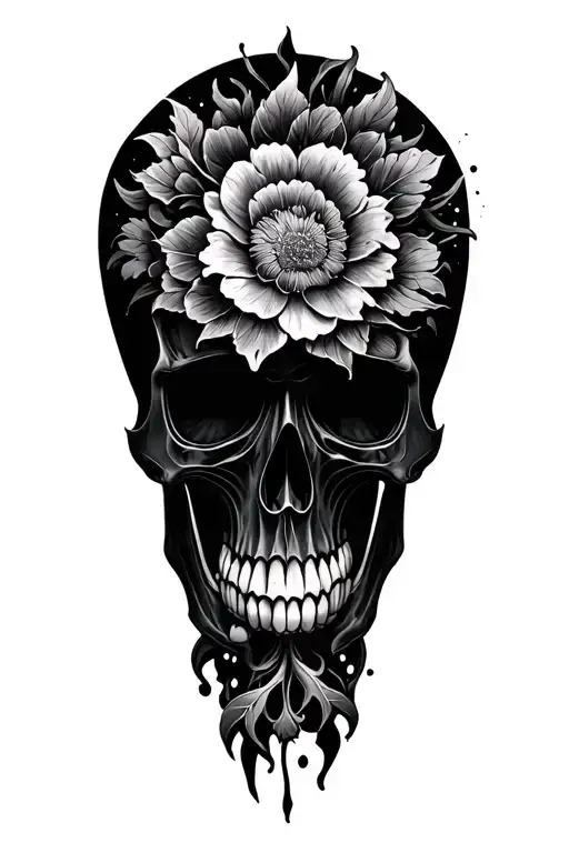 floral sun skulls tattoo design idea