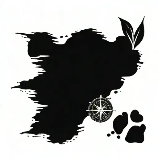 Compass with Jasmine Flower and Baby Footprint tattoo design idea