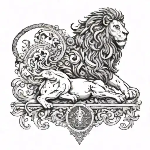 lion taurus libra virgo tattoo design idea