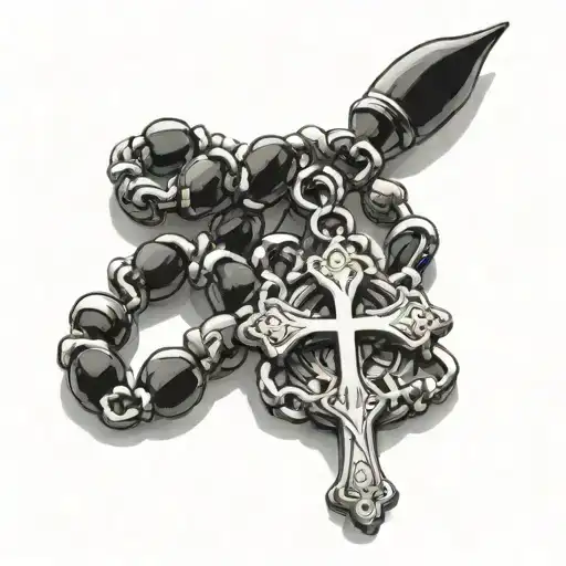 blessed with rosary wrapped tattoo design idea