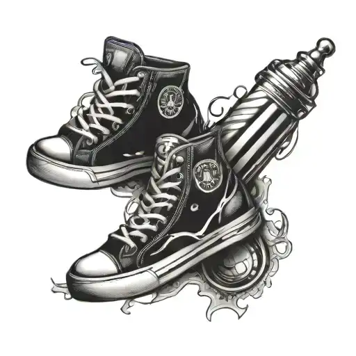 barber pole Jordan sneaker emerging tattoo design idea
