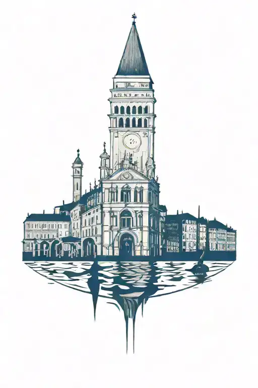 venice at night with bright lights tattoo design idea